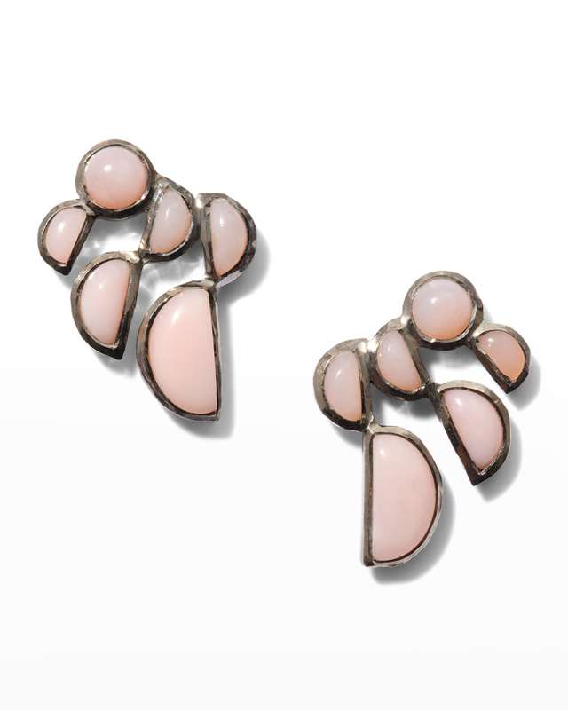 Prawn Stud Earrings, Pink Opal